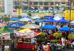 Vendor booths and food stands at Little Saigon Night Market