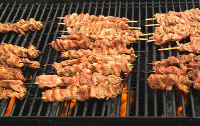 Grilled pork skewers