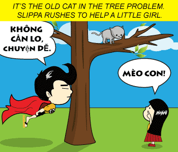 Slipperman helps a girl save a cat.