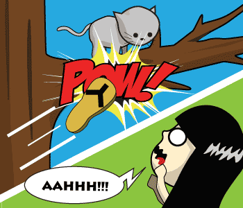 Slipperman helps a girl save a cat.